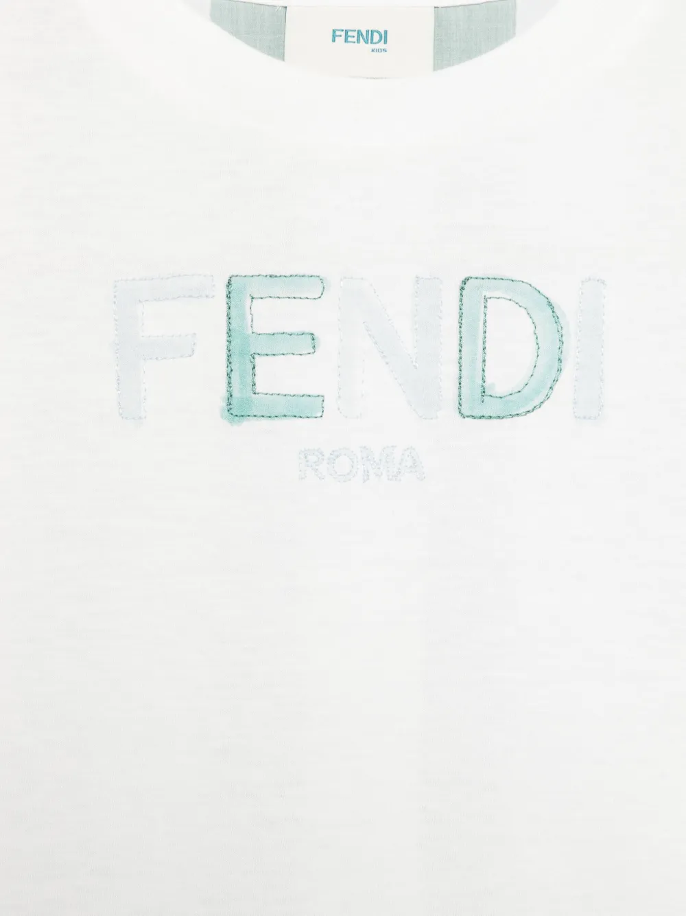 Футболка с вышитым логотипом FENDI KIDS, белый — фото 3