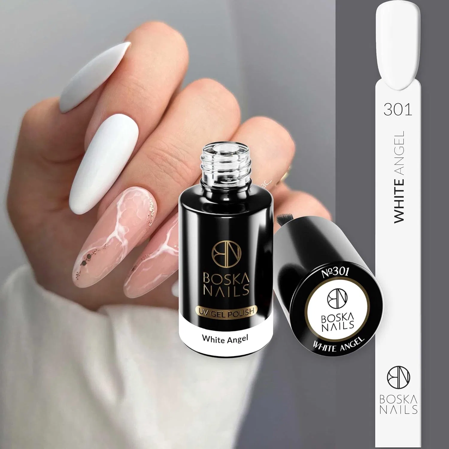 Набор из двух гибридных гель-лаков Boska Nails DIVINE Collection, белый и черный, 6 мл Boska Nails — фото 2