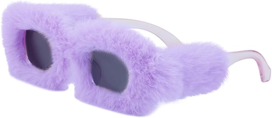 

Розовые плюшевые солнцезащитные очки для женщин, модные солнцезащитные очки для женщин, прямоугольные солнцезащитные очки, квадратные очки для женщин WNCKSQ, C5purplegray