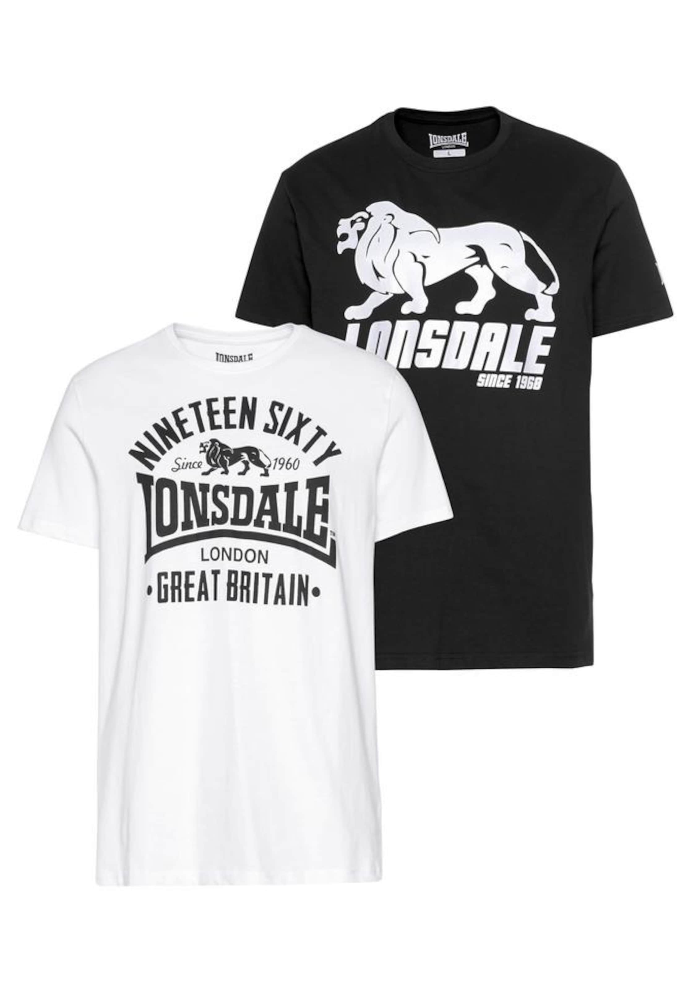 

LONSDALE Футболка 'Bylchan' в черном и белом цветах