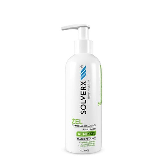 

Гель для очищения и снятия макияжа, 200 мл Solverx, Acne Skin