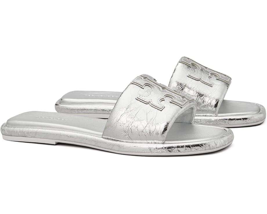 Сандалии Tory Burch Double T Sport Slide, серебряный