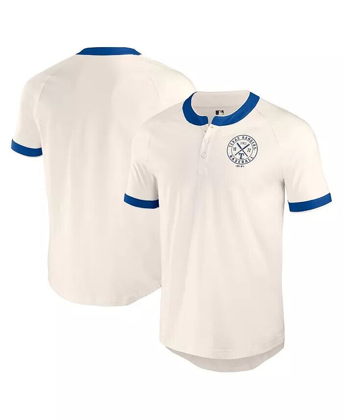 

Мужская белая футболка Texas Rangers Henley Raglan Fanatics