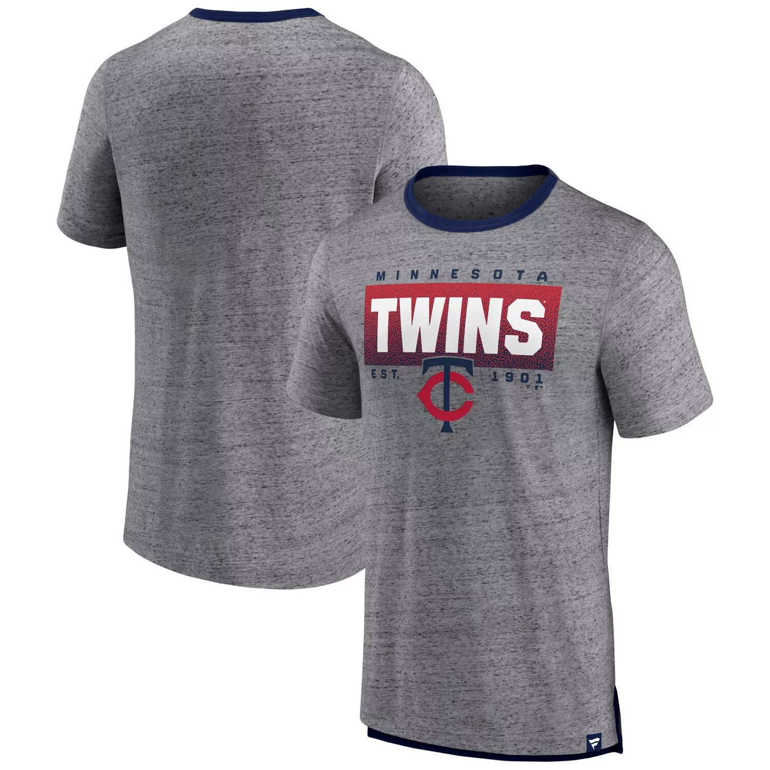 

Мужская футболка с логотипом Fanatics Heathered Grey Minnesota Twins Iconic Team Element, крапчатая футболка Ringer