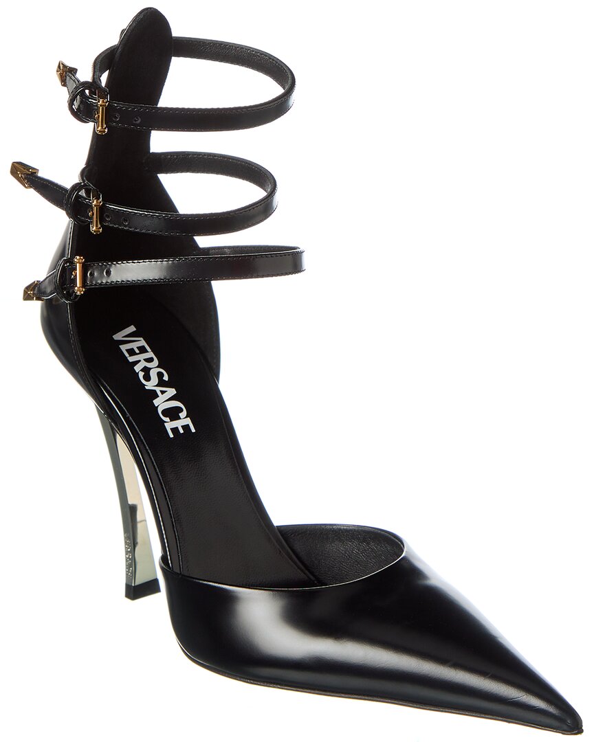 Туфли-лодочки Versace Pin Point из кожи, черный