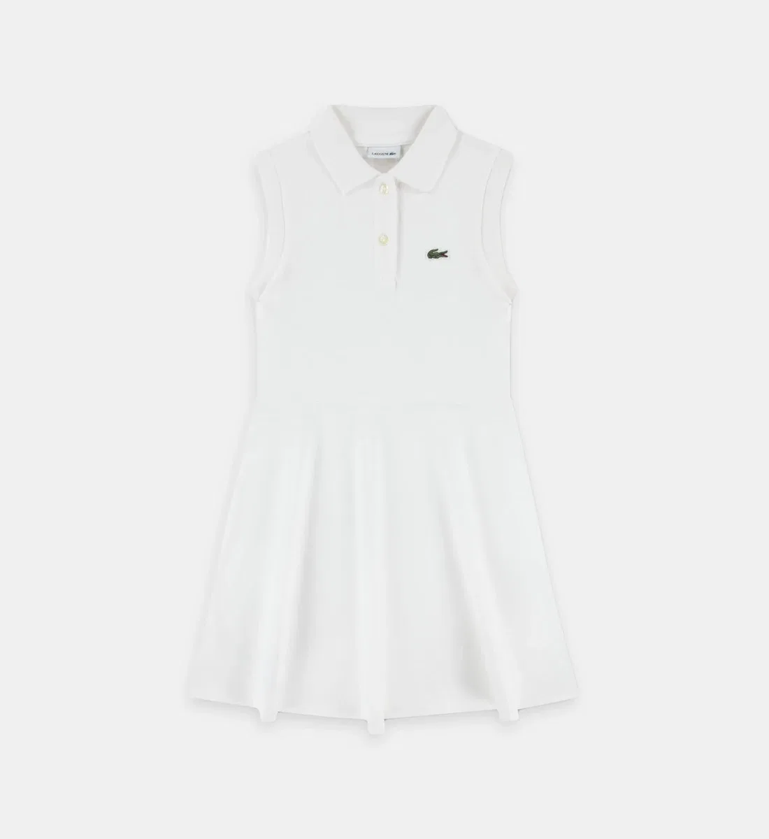 Фирменное платье-поло свободного кроя без рукавов из смешанного хлопка Lacoste, белый