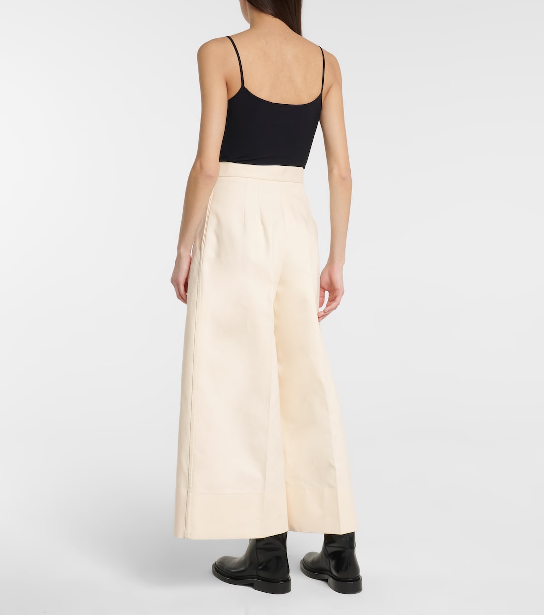 Широкие брюки из хлопкового габардина Jil Sander, Open Beige — фото 3