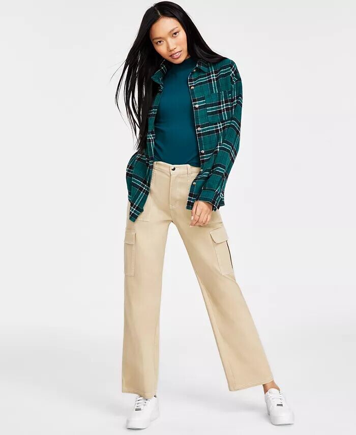 

Клетчатая куртка для юниоров, топ с воротником-стойкой Ultra Flirt для юниоров и брюки-карго Just Polly, белый