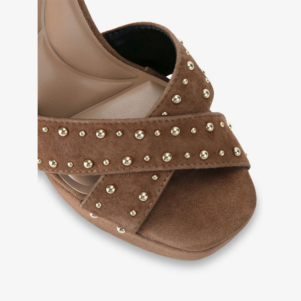Сандалии на платформе Carvela Cinzia с каблуком из замши, коричневый — фото 3