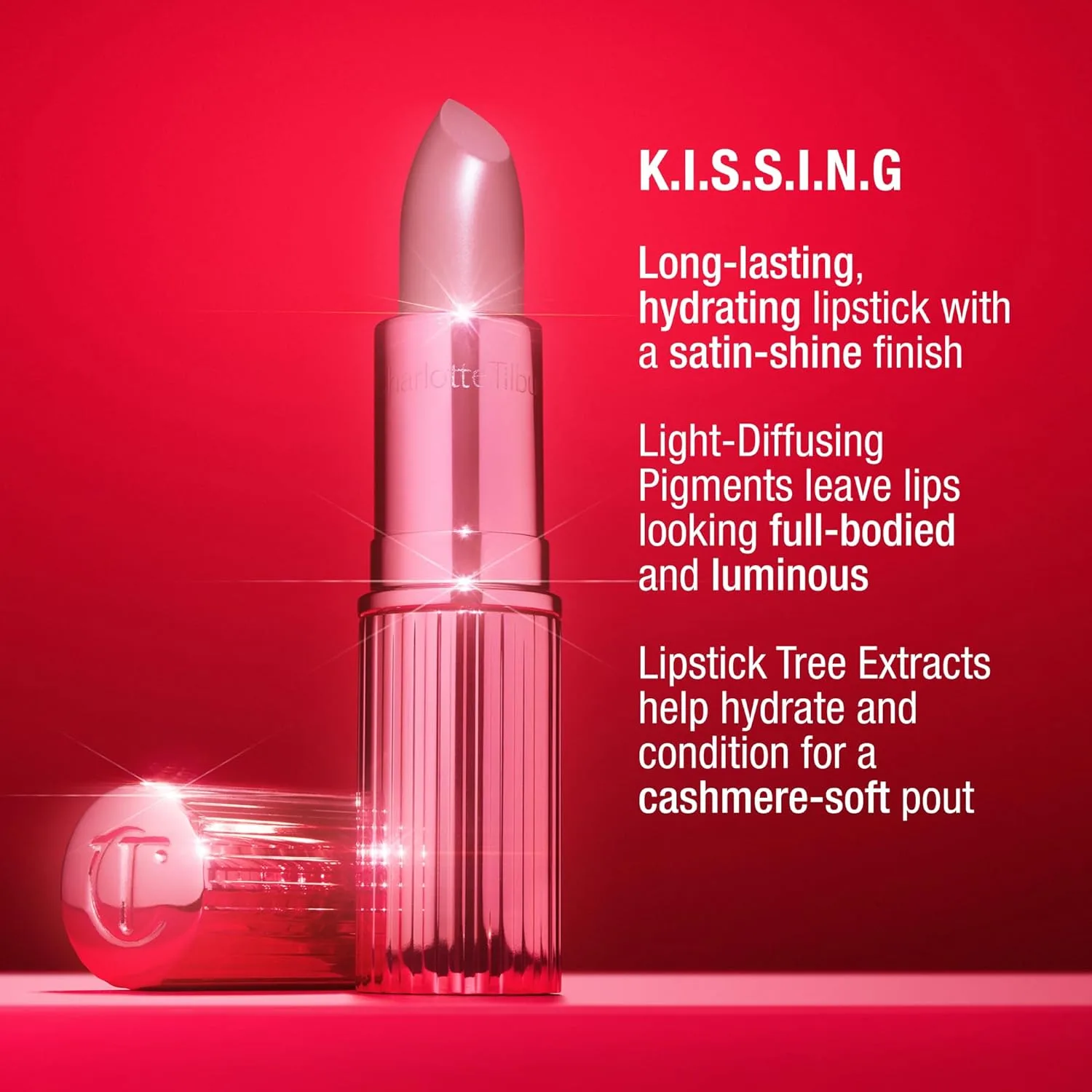 Charlotte Tilbury Icon Baby Lip Duo Kit - мини-помада K.I.S.S.I.N.G Satin Shimmer и полноразмерный блеск Hall of Fame High Shine Gloss Set, увлажняющий долговечный дуэт для сияющего блеска в пути, Icon Baby & Hall of Fame — фото 4