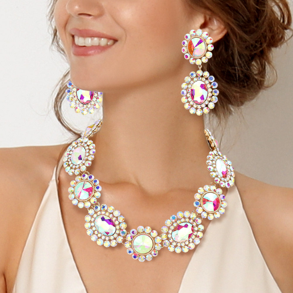 

Вечернее ожерелье с круглыми овальными камнями Fashnzfab, Ab, Gold