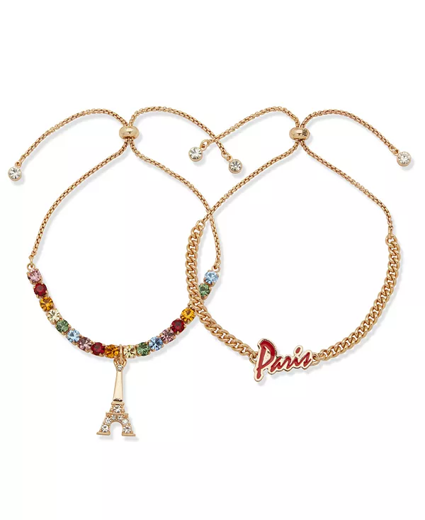 

Комплект из двух браслетов-слайдеров с золотым оттенком и стеклянным камнем Karl Lagerfeld Paris, multi