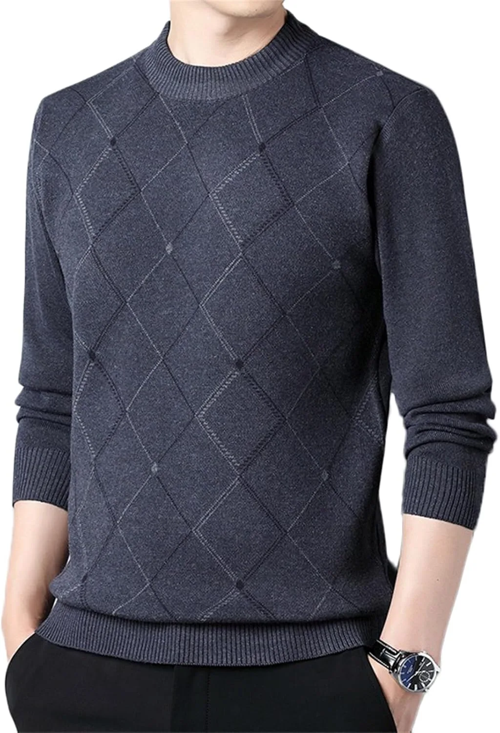 Мужской свитер с V-образным вырезом Slim Fit Argyle Pattern