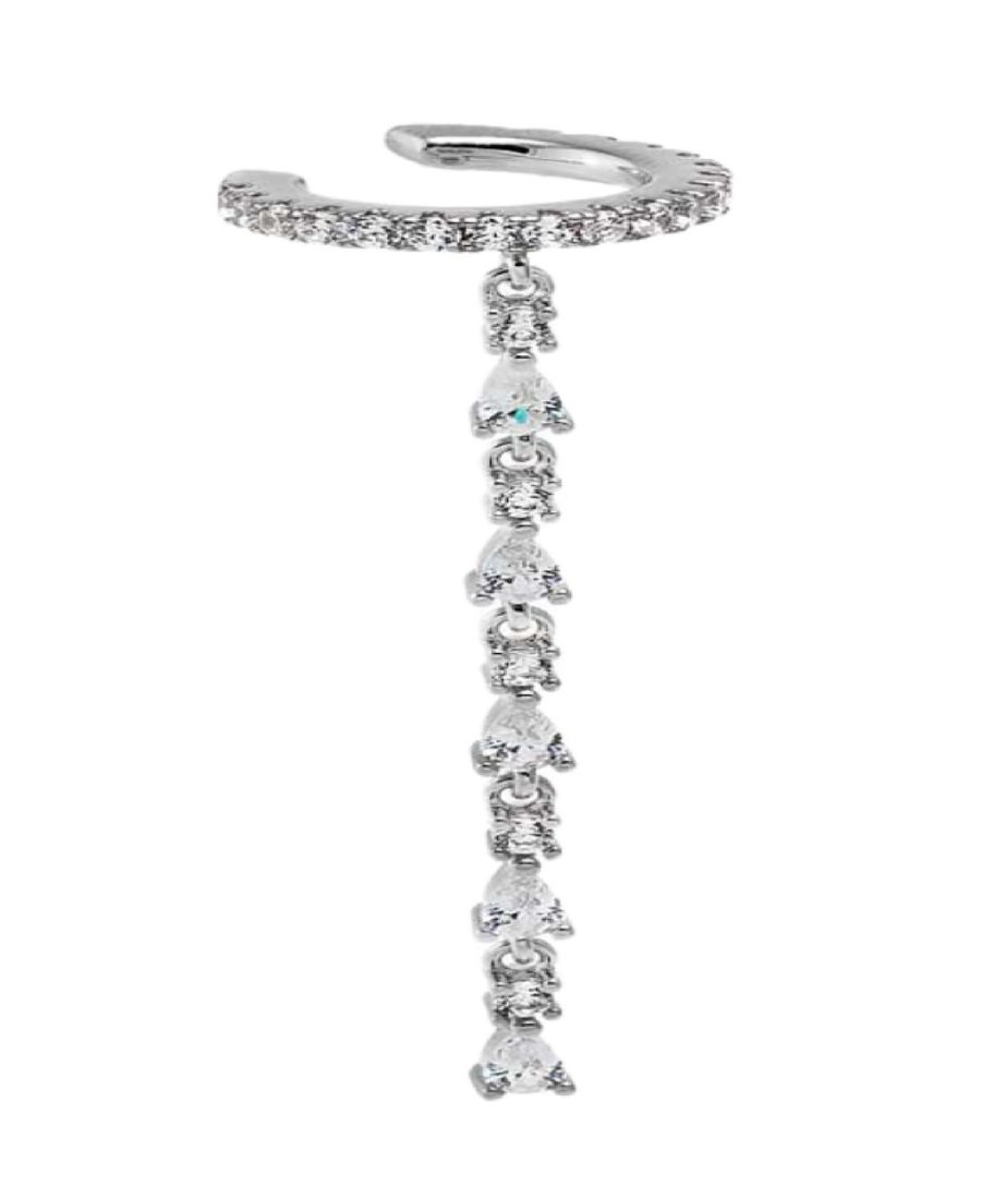 

Серьги-каффы с кубическим цирконием, позолоченные, в форме маркиз, теннисные, с подвесками by Adina Eden, Silver