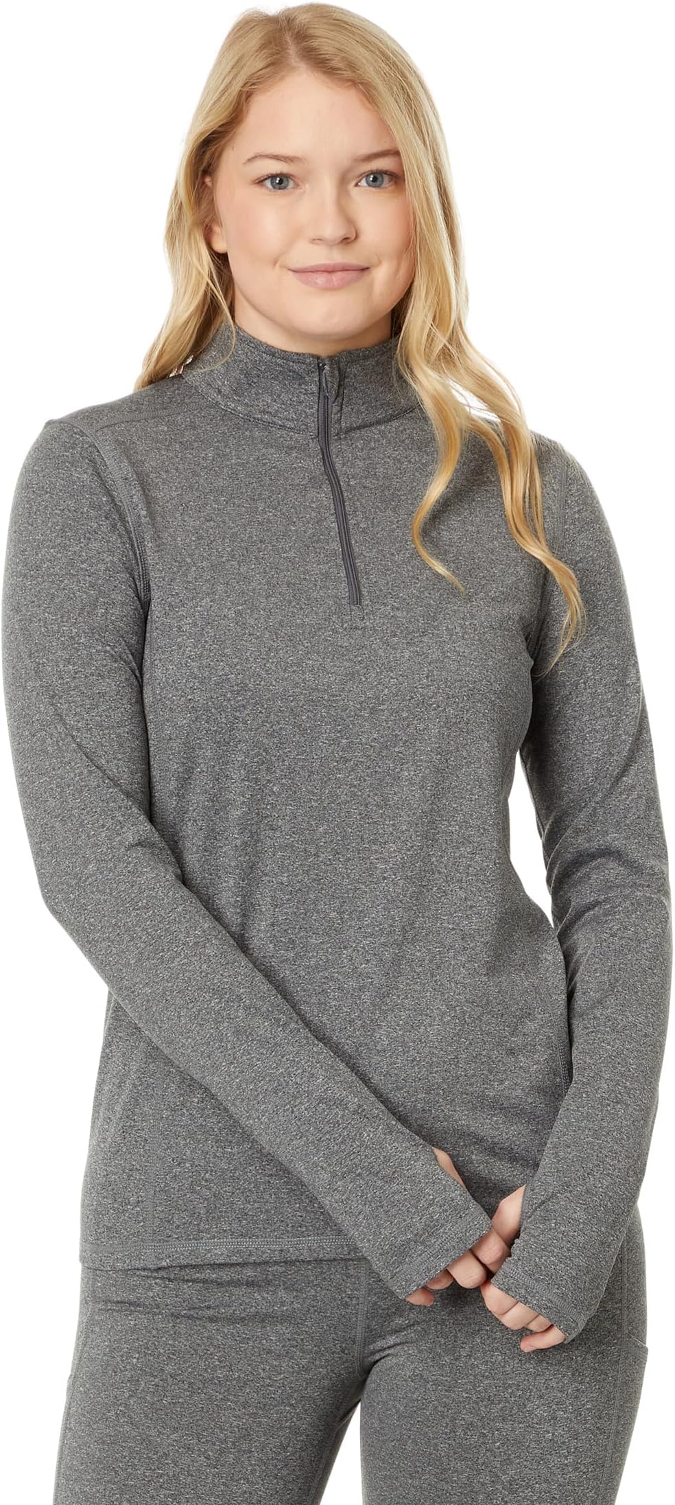 

Женская однотонная замшевая футболка Micro-Elite с застежкой-молнией Hot Chillys, Granite