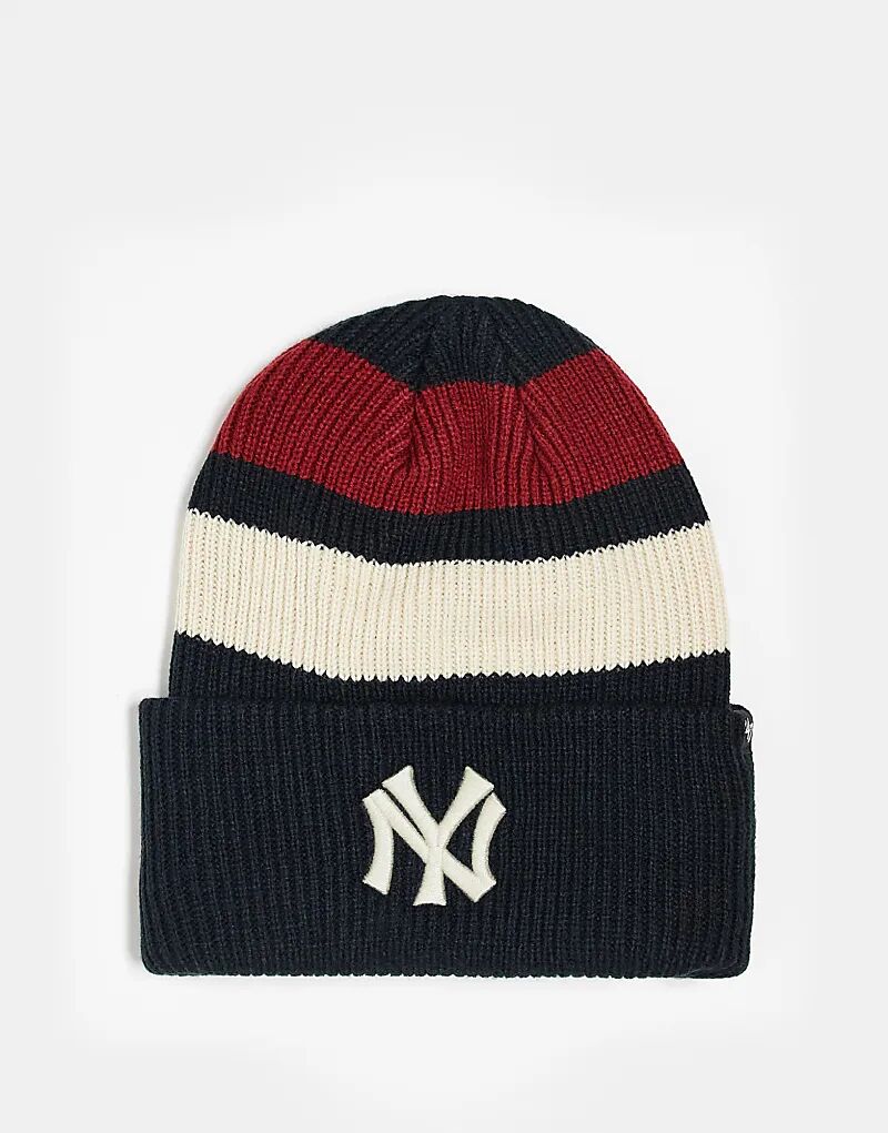 

Контрастная вязаная шапка NY Yankees в разноцветную полоску 47 Brand