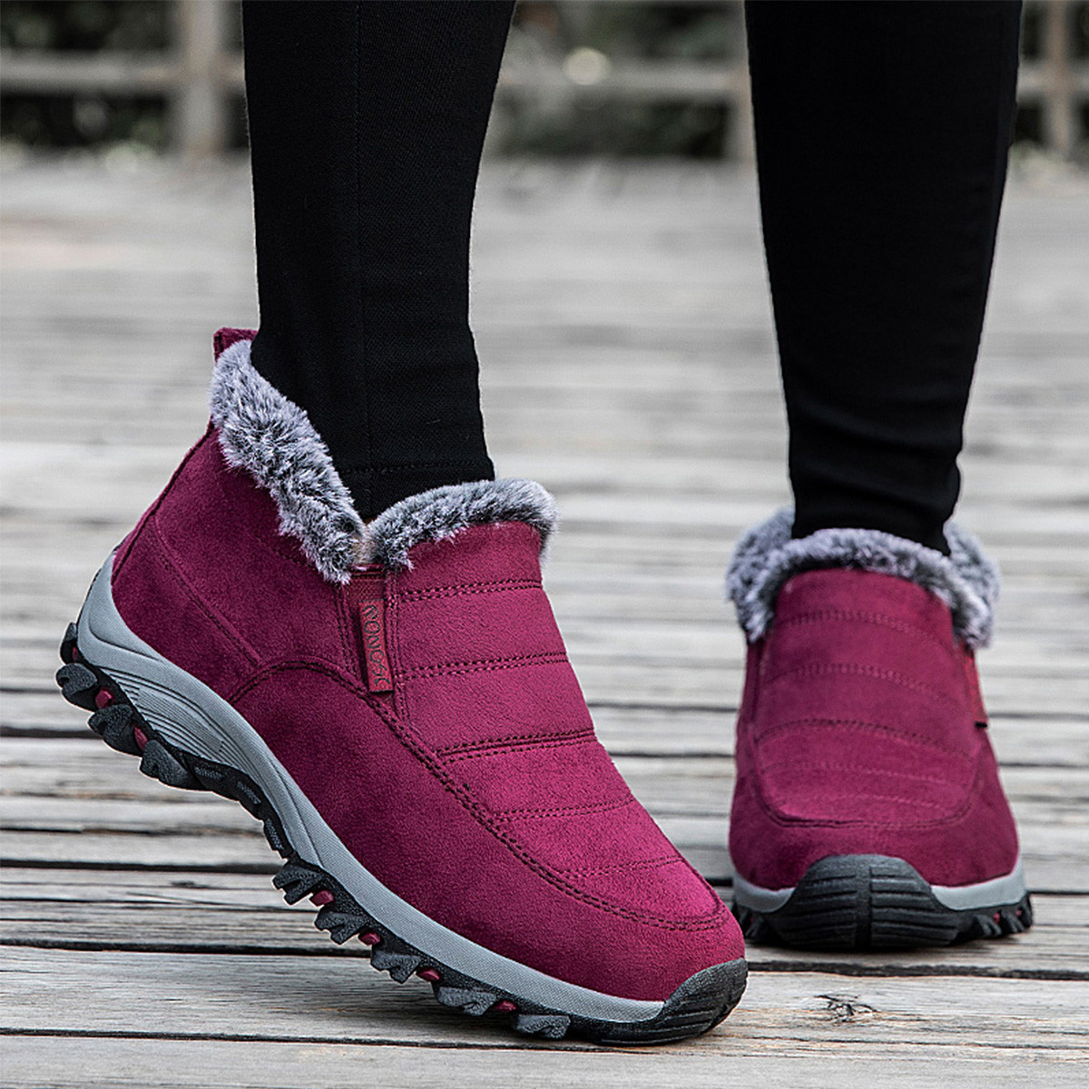 RONGSHI Женские утепленные сапоги унисекс марсала, цвет Maroon Women's — фото 2