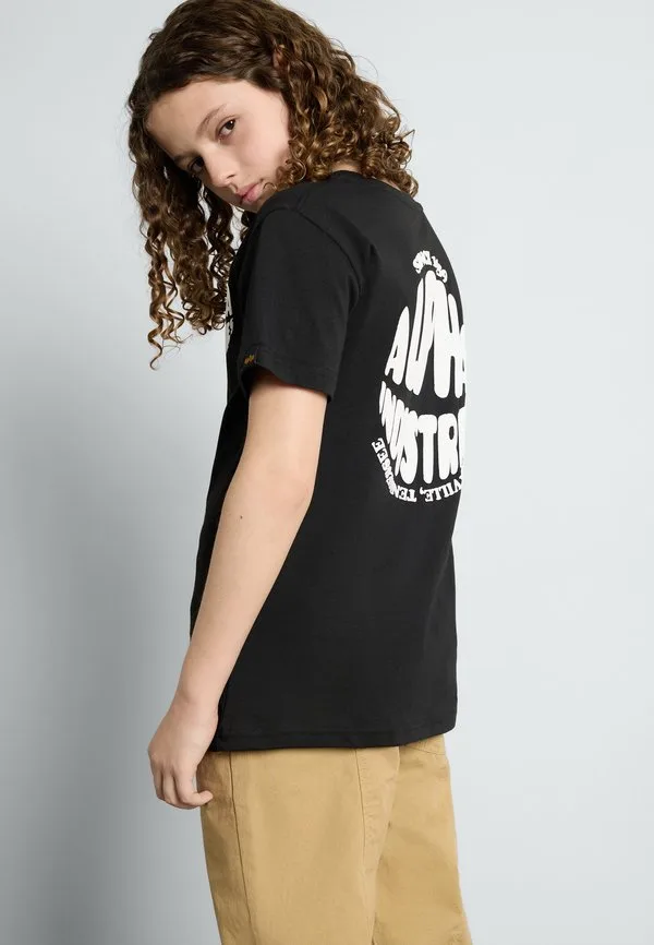 Футболка с логотипом для детей и подростков Alpha Industries, Black