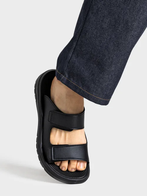 Мужские сандалии с двумя регулируемыми ремнями GO67 Delb Lockdown Two-Strap Slide BSQT by Classy черные