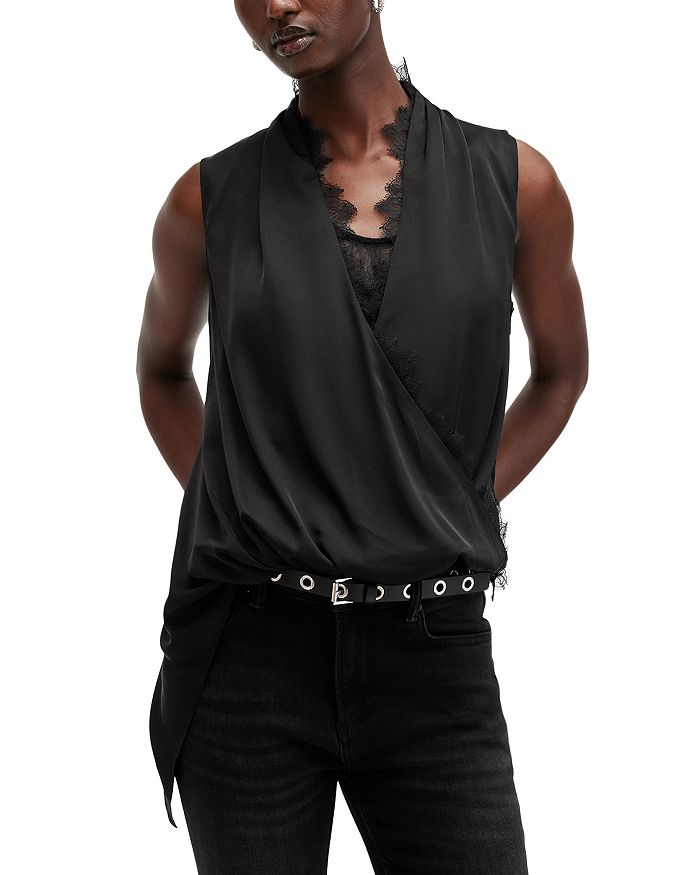 

Топ-обертка Abi Satin ALLSAINTS, черный