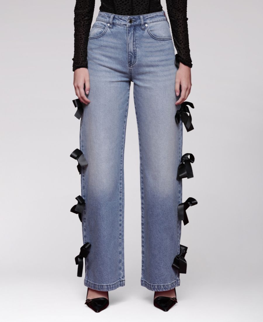 

Женские джинсы с высокой посадкой и бантом Avec Les Filles, Hazel Wash