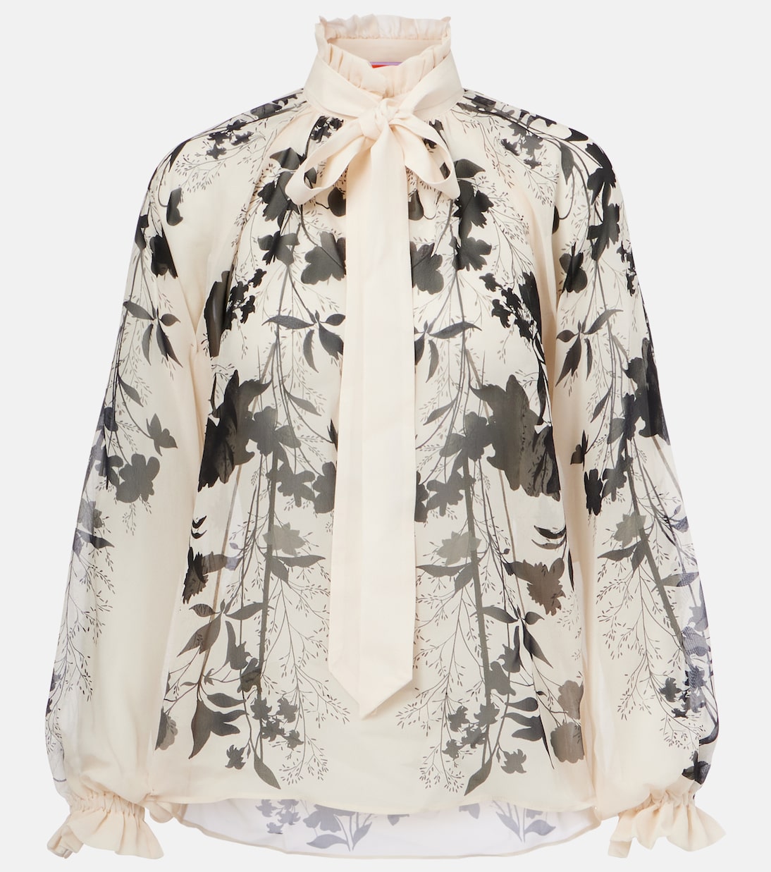 

Шелковая блузка с цветочным принтом Cerere La DoubleJ, слоновая кость