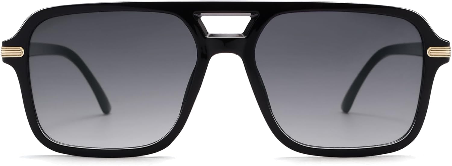 

Ретро-солнцезащитные очки-авиаторы для женщин и мужчин, модные квадратные очки-авиаторы для женщин и мужчин с защитой от ультрафиолета UV400 AP3784 Appassal, Black/Gradient Grey