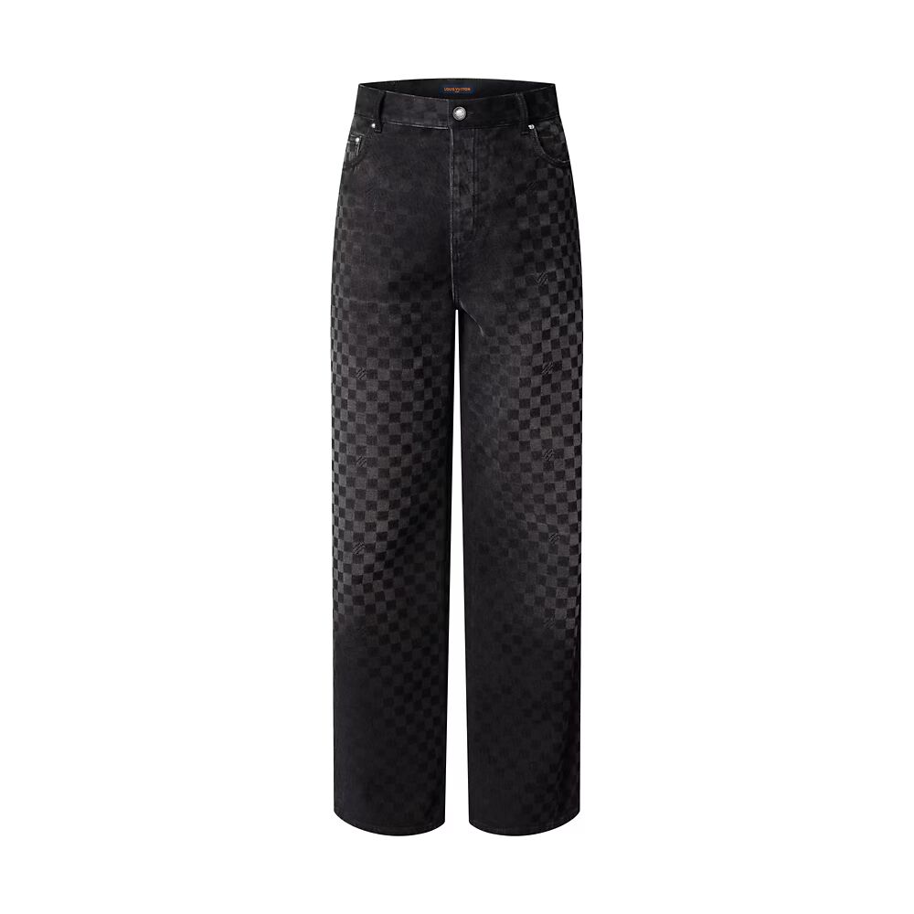 

Широкие брюки из флокированного денима Damier Louis Vuitton, черный
