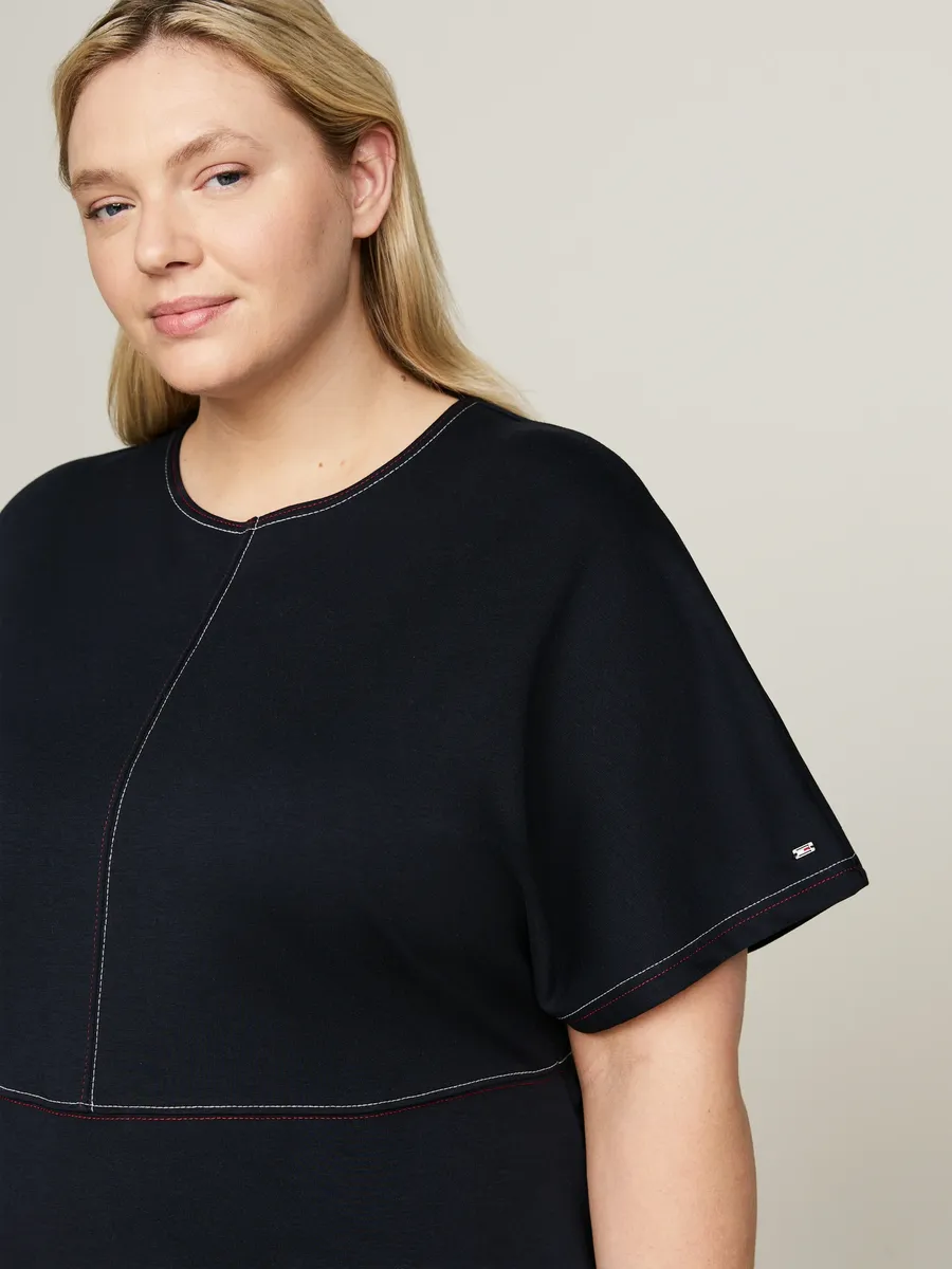 Платье-блузка Tommy Hilfiger Curve "CRV GLOBAL STP STITCH F&F DRS SS", большие размеры, синий — фото 3