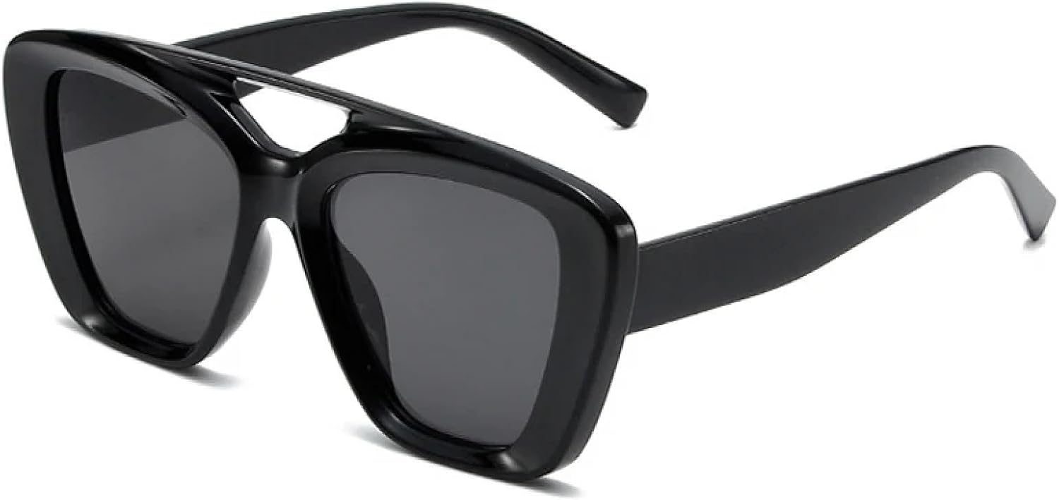 

Ретро солнцезащитные очки с двойной перемычкой для женщин, модные градиентные очки с защитой от УФ-излучения UV400 для мужчин, матовые, конфетного цвета VFDHN, Black Grey