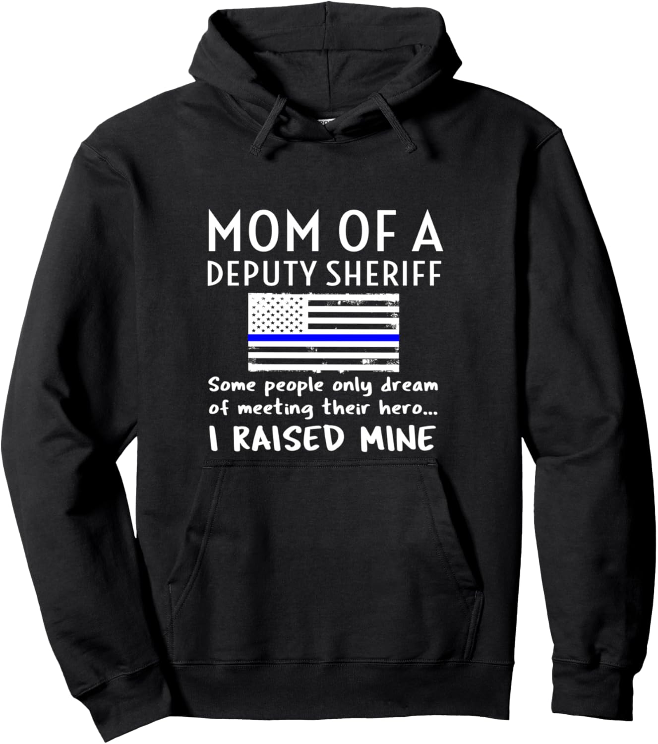 

Гордая мама заместителя шерифа. Толстовка с флагом США Slim Blue Line Deputy Sheriff Merch, черный