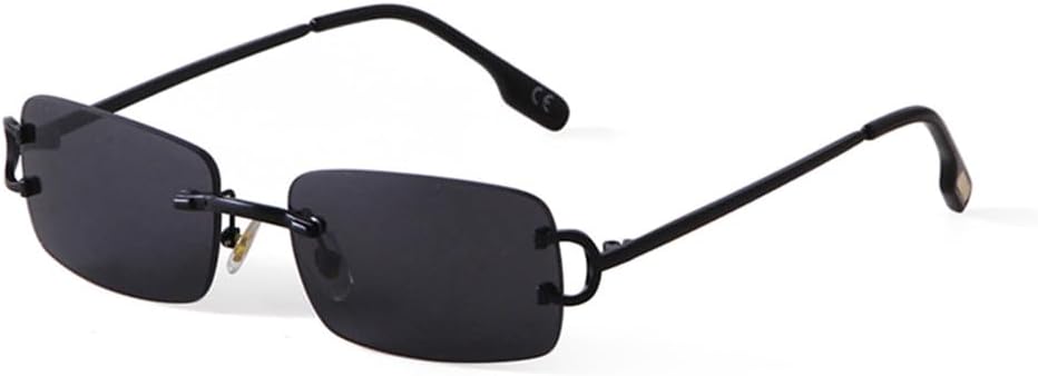 

Мужские прямоугольные солнцезащитные очки без оправы, металлические, квадратные, для женщин, с градиентными линзами, без оправы, защита от УФ-излучения UV400 (2027 год) MTZJH, C1 Black