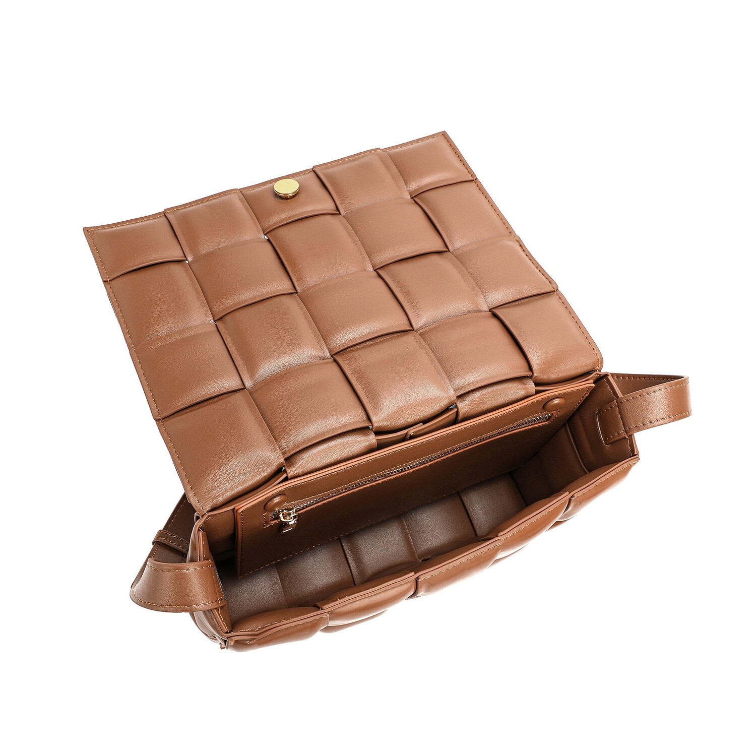 

Пуховая сумка из цельнозерновой плетеной кожи ягненка Tiffany & Fred Paris, цвет Caramel
