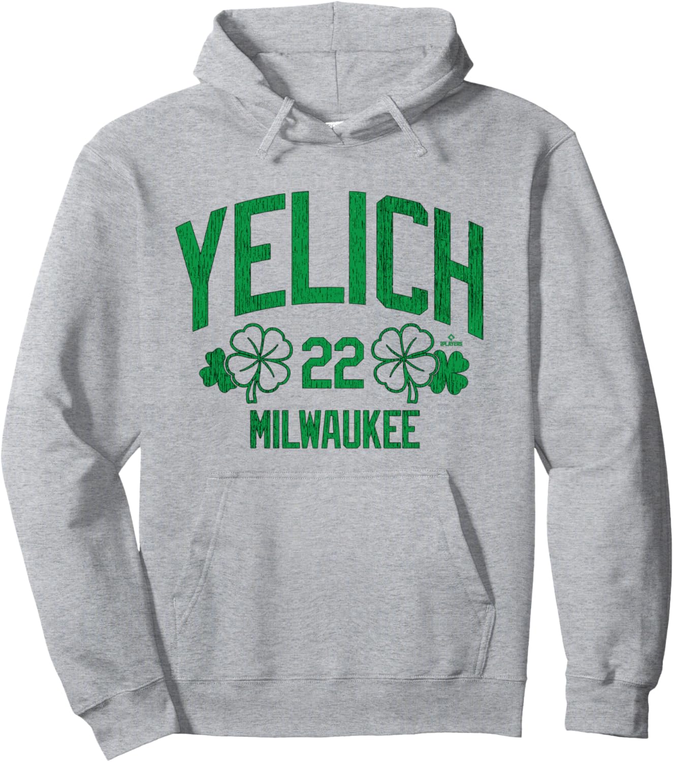 

Худи Christian Elich Milwaukee Baseball St. Patrick's Clover Ryno Sports, серый