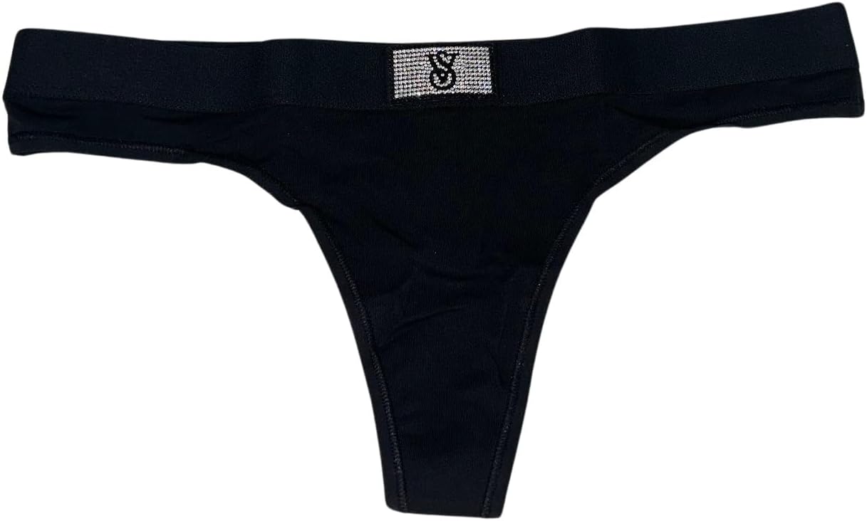 

Трусики-стринги Victoria's Secret Shine Patch из хлопка, цвет черный, блестящий, новый, Black Shine