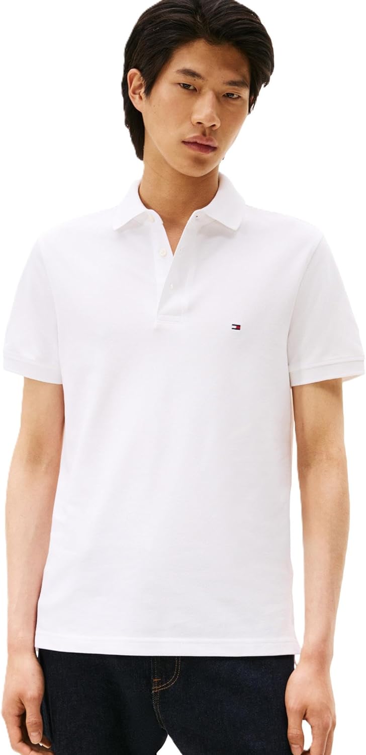 

Мужские рубашки поло с коротким рукавом Tommy Hilfiger облегающего кроя из эластичного органического хлопка пике, White, Белый, Мужские рубашки поло с коротким рукавом Tommy Hilfiger облегающего кроя из эластичного органического хлопка пике, White