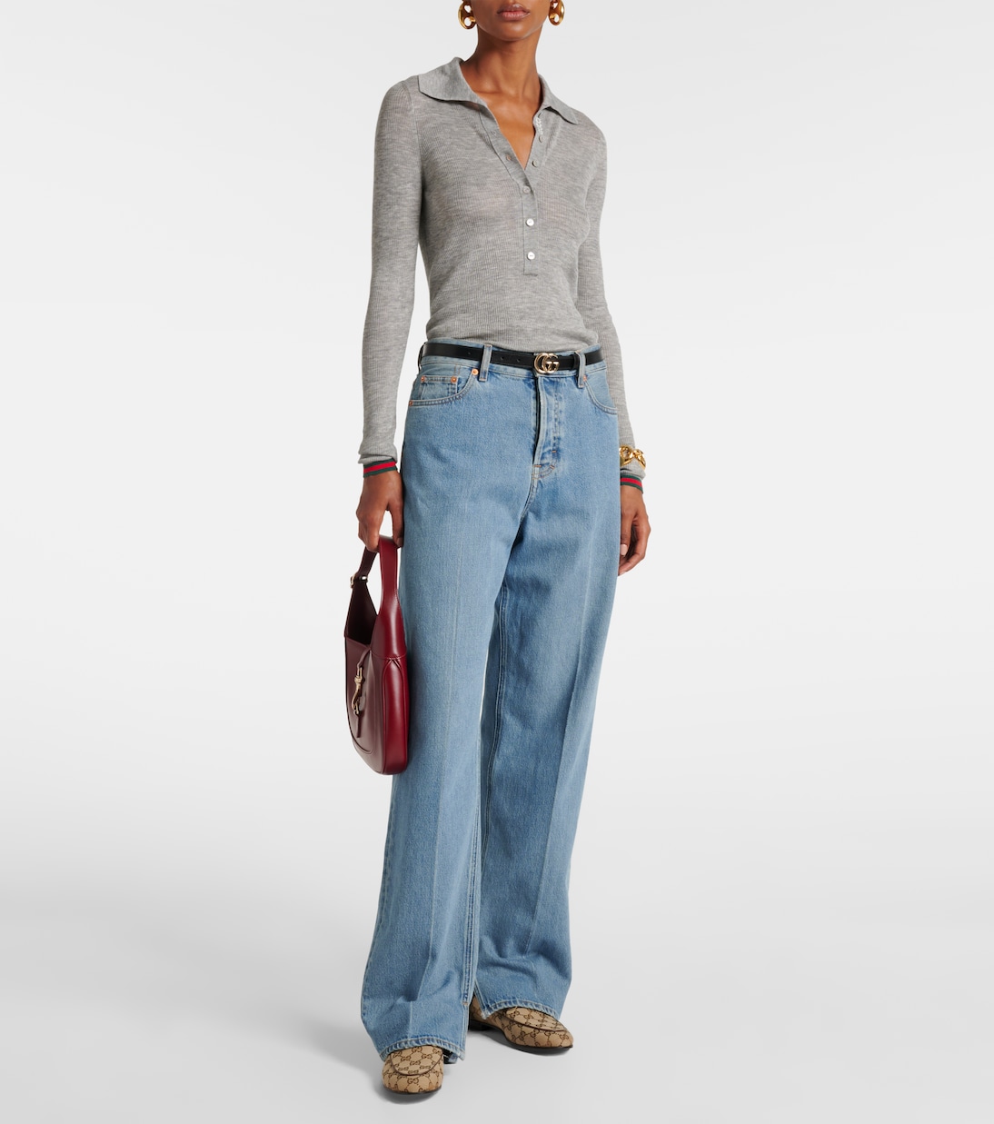 Лоферы Jordaan с подковой GG из ткани Gucci, Beige Ebony/N.Acero — фото 3