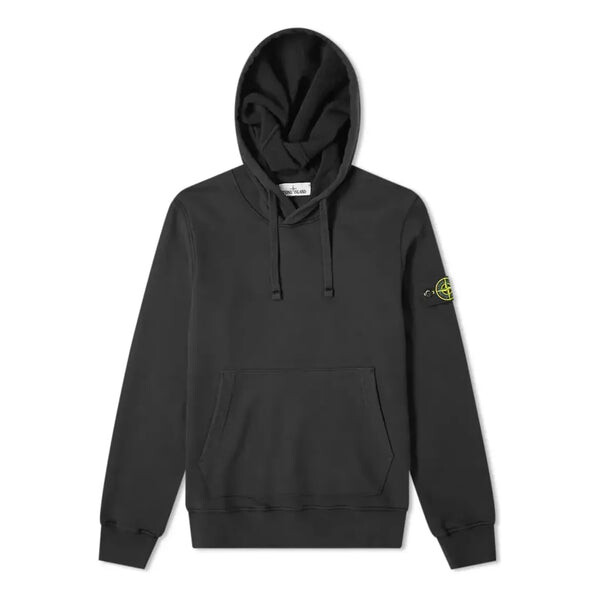 

Толстовка garment dyed popover hoodie 'black' Stone Island, черный