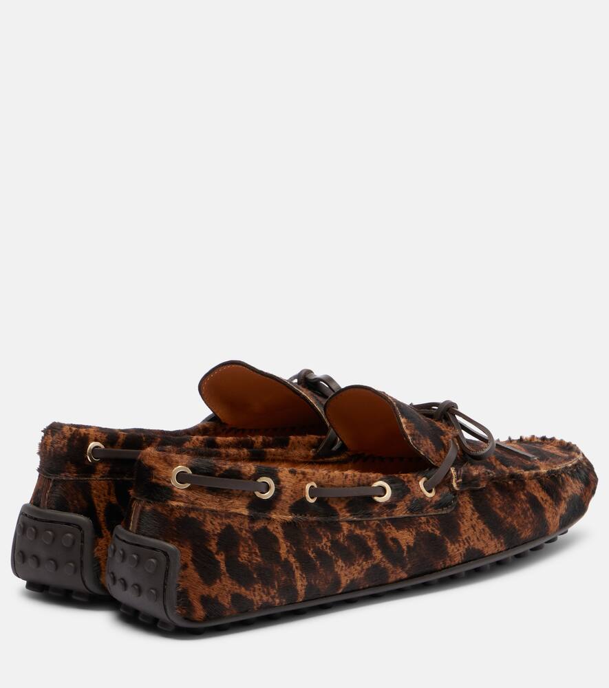 Ботинки-лодочки из телячьей кожи Gommino с леопардовым принтом Tod's, Cammello Ch + Palissandro — фото 2