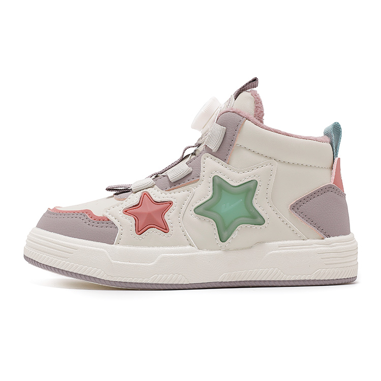 

Warrior Wear-Resistant Mid-Top Детские скейтбординговые ботинки, бежевый/фиолетовый (с флисовой подкладкой)
