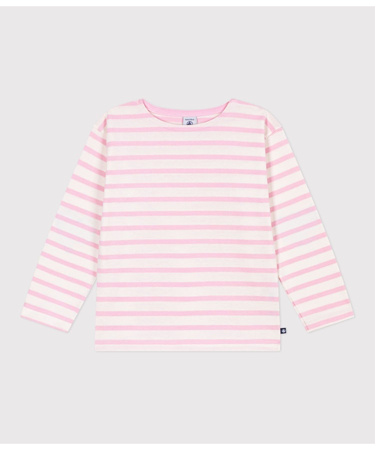 Пуловер Marinière с длинными рукавами PETIT BATEAU, Off-white/light pink — фото 3