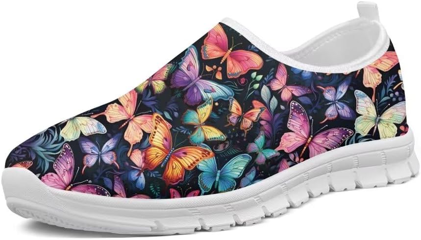 

Кроссовки Forchrinse Green Hummingbird с ямайским флагом для женщин на скользящей подошве, мужские прогулочные кроссовки, легкие лоферы с поддержкой свода стопы, дышащие, Colorful Butterfly