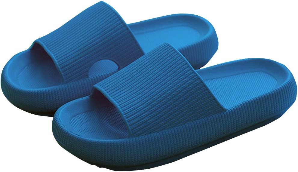 

Супермягкие домашние тапочки с нескользящей подошвой, унисекс, пляжные с нескользящей толстой подошвой, открытым носком, быстросохнущие утолщенные нескользящие сандалии Juucwout, синий