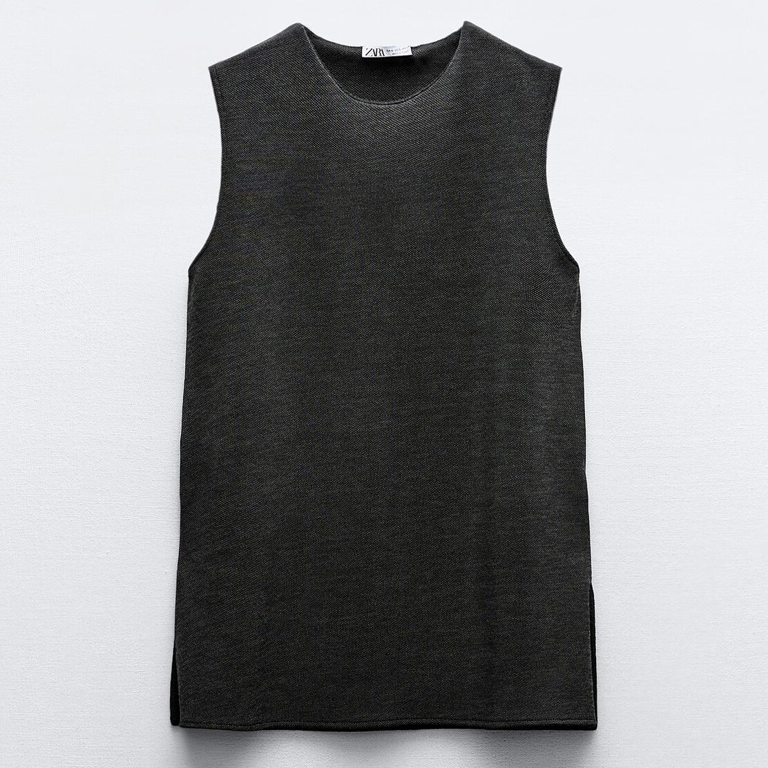 

Топ Zara Sleeveless Soft, угольно-серый