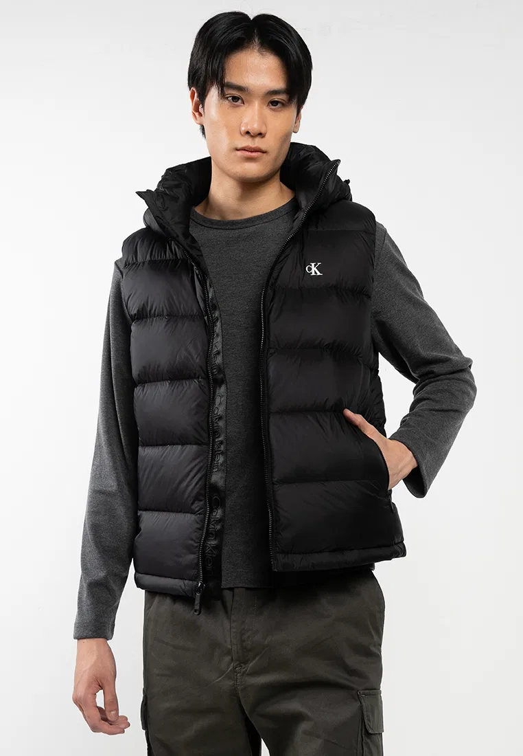 Жилет, на молнии, с капюшоном, Nylon Zip Off Hood Down Puffer Calvin Klein, черный