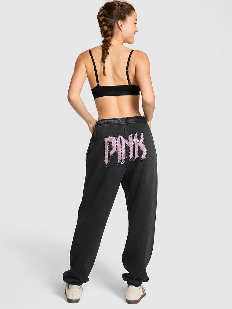 

Спортивные брюки Ivy из флиса для кампуса Pink, pure black band