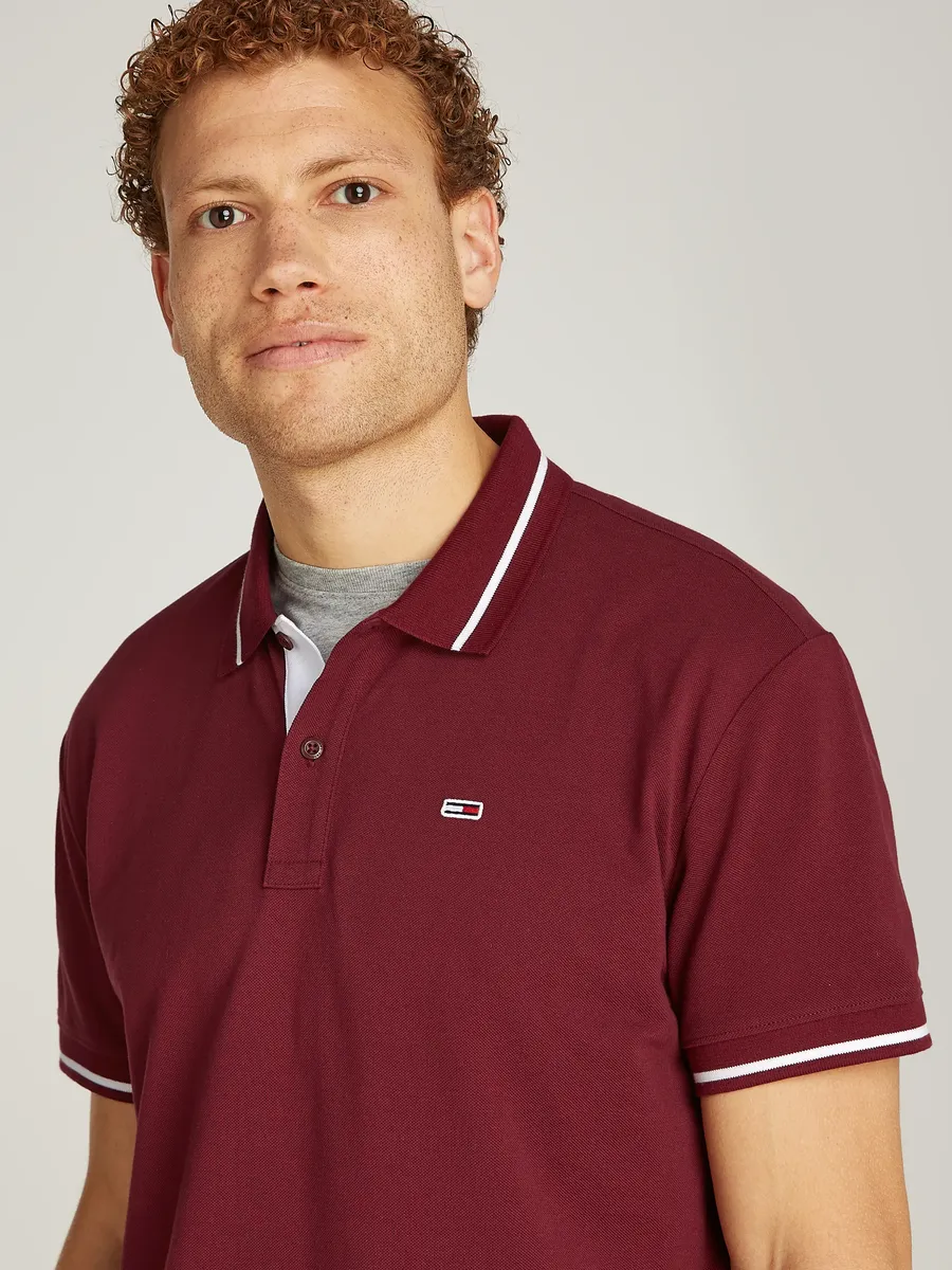 

Рубашка-поло Tommy Jeans "TJM REG TIPPED POLO", с полосками, цвет Deep Rouge