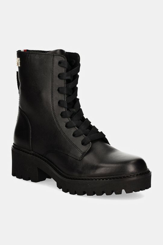 Кожаные ботинки CHIC Mid HEEL LEATHER на шнуровке Tommy Hilfiger, черный