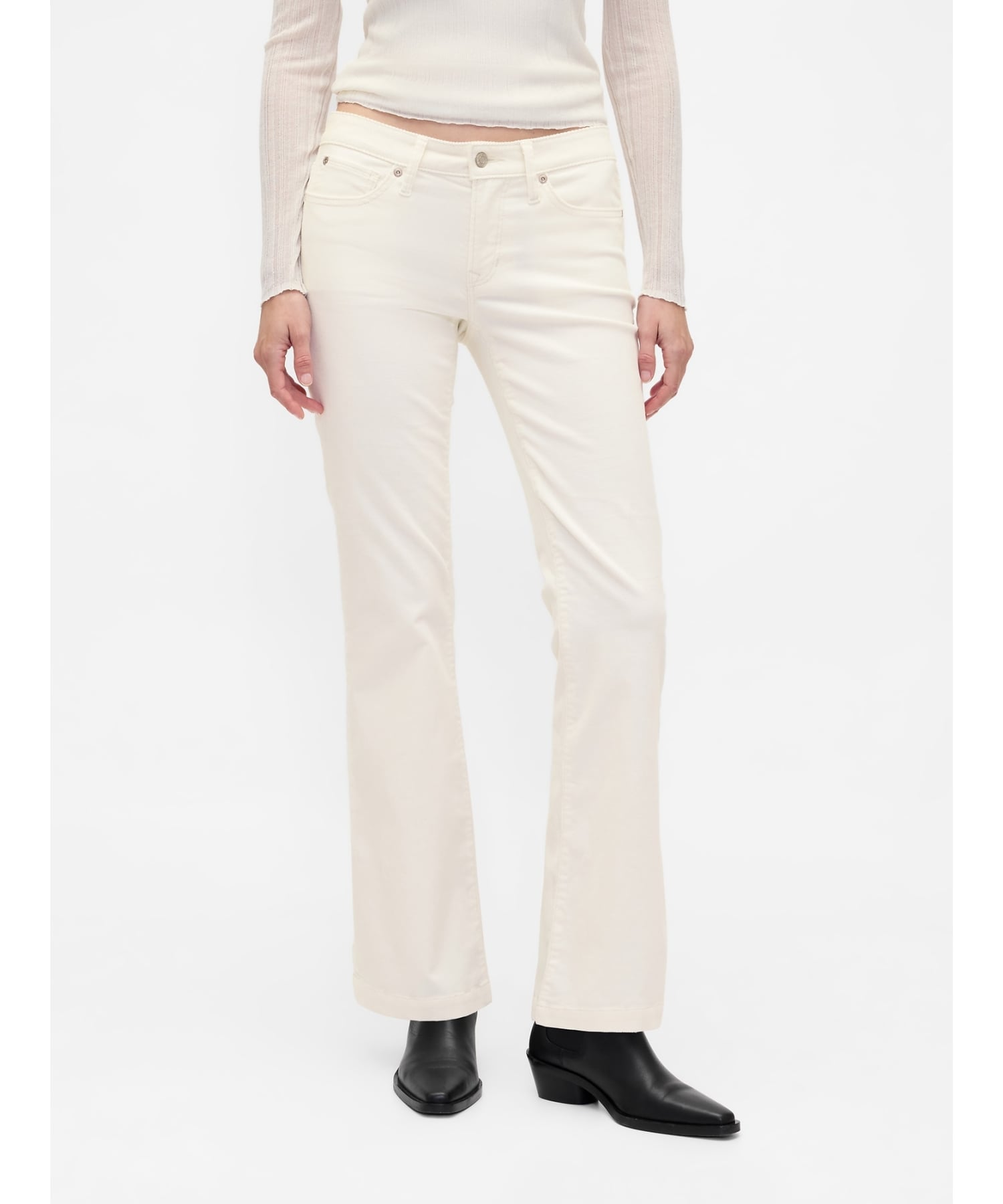 (W) Длинные и облегающие брюки из вельвета с низкой посадкой GAP, IVORY