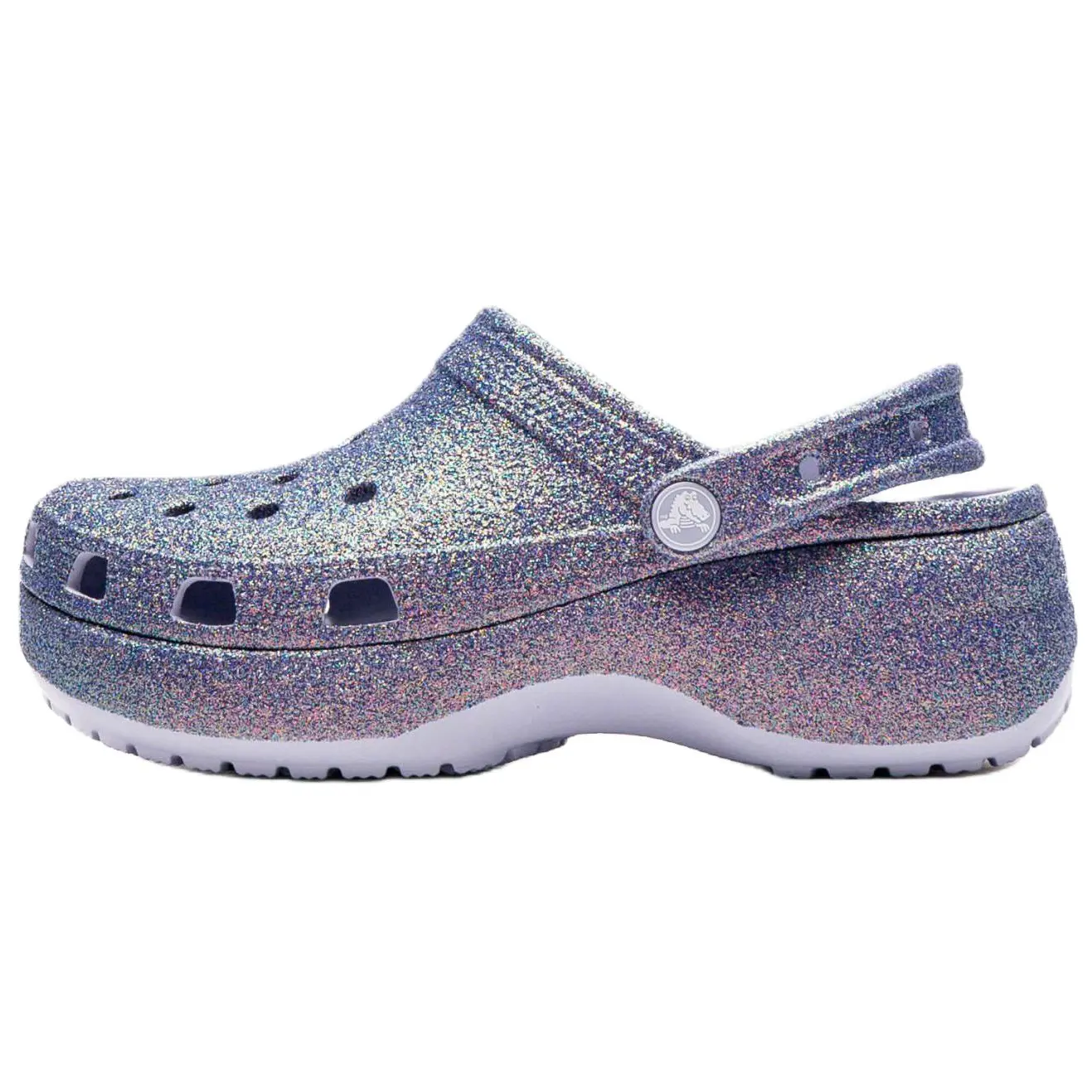 Crocs Сабо женские на платформе Irid Glitter Clog, фиолетовые